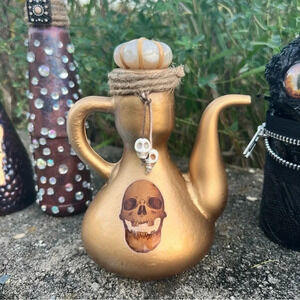 NEW Potion Spell Genie Bottle - Apothecary Skull/Skeleton Jar Halloween Home
